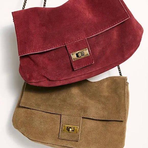 NWT Free People Slouchy Suede Chain Shoulder Bag Color: Burnt Bowen MSRP $58 - Picture 8 of 16